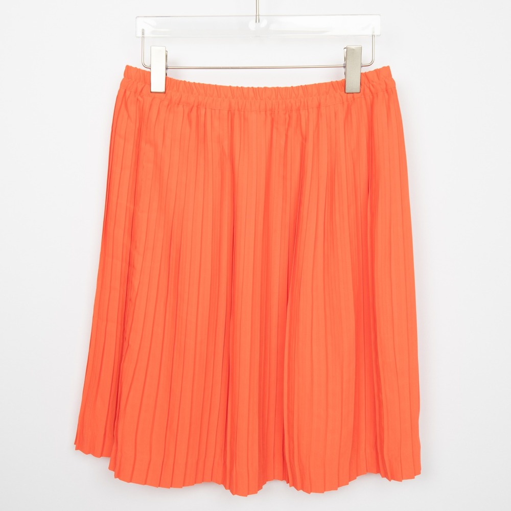 Banana Republic Pleated Skirt Elastic Waist A-Line Bright Orange Size S‎